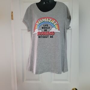 Wound Up Gray Short Sleeve Tee with Rainbow Graphic